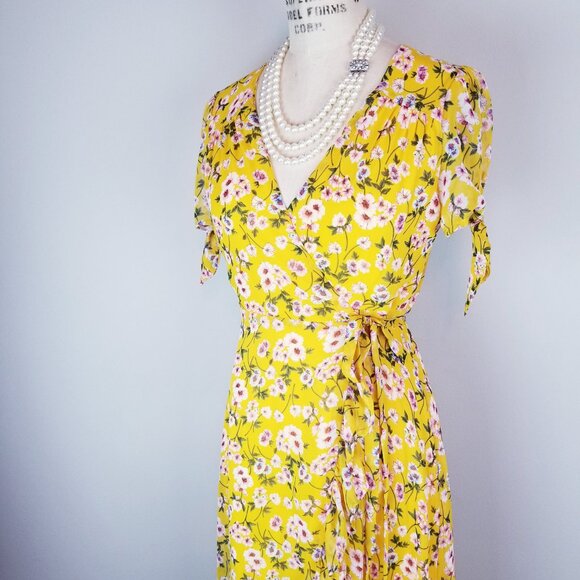Pretty Summer Yellow High Low True Wrap Dress by Miami + Francesca's NEW w/Tags - Picture 9 of 13
